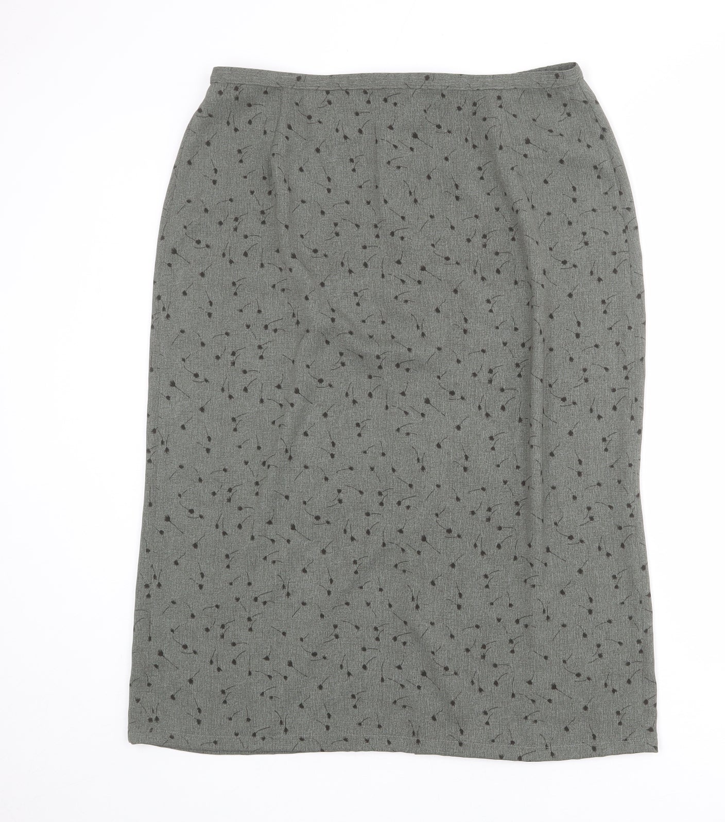 St Michael Womens Green Floral Polyester A-Line Skirt Size 18 Zip