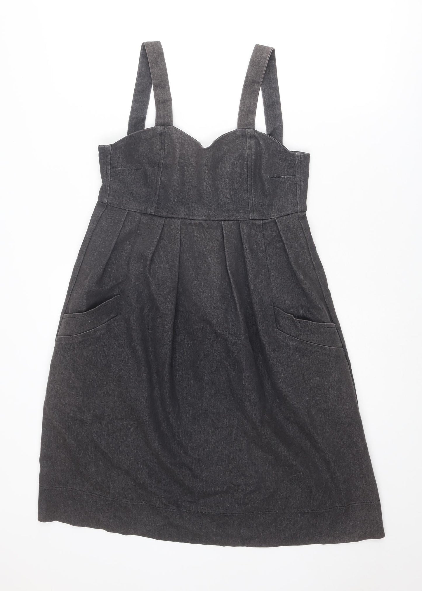 Sera Lilly Womens Grey Cotton A-Line Size 10 Sweetheart Zip
