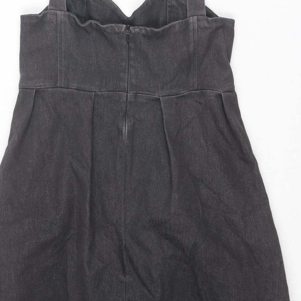 Sera Lilly Womens Grey Cotton A-Line Size 10 Sweetheart Zip