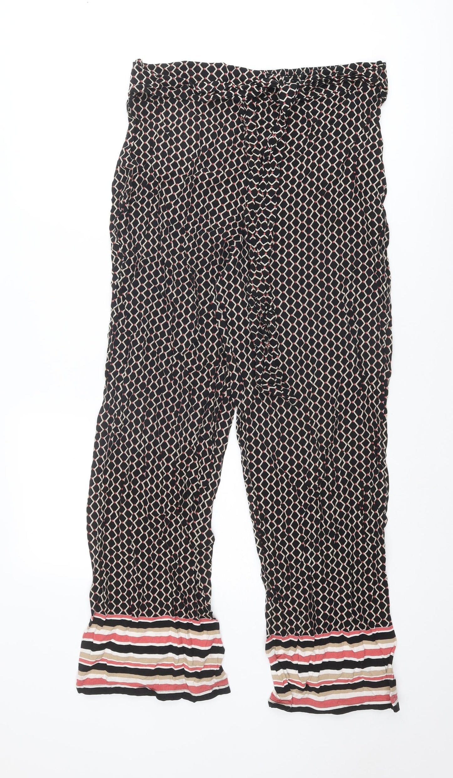 Dorothy Perkins Womens Multicoloured Geometric Viscose Trousers Size 14 L28 in Regular Tie