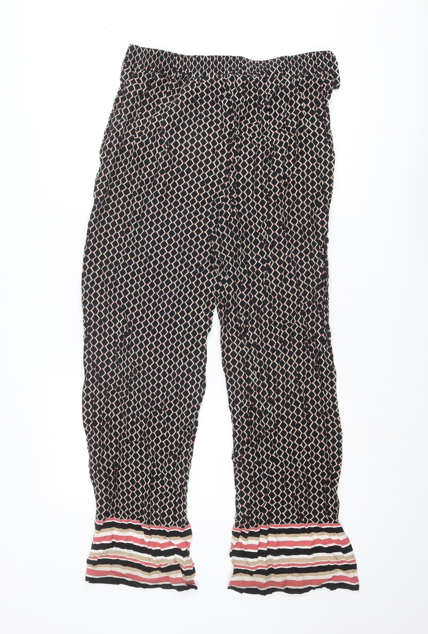 Dorothy Perkins Womens Multicoloured Geometric Viscose Trousers Size 14 L28 in Regular Tie