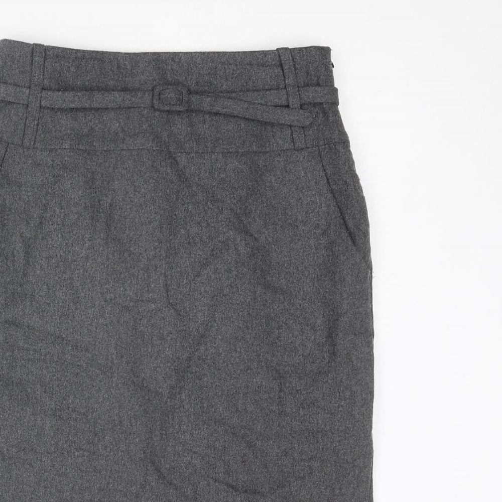 United Colors of Benetton Womens Grey Wool Bandage Skirt Size 28 in Zip