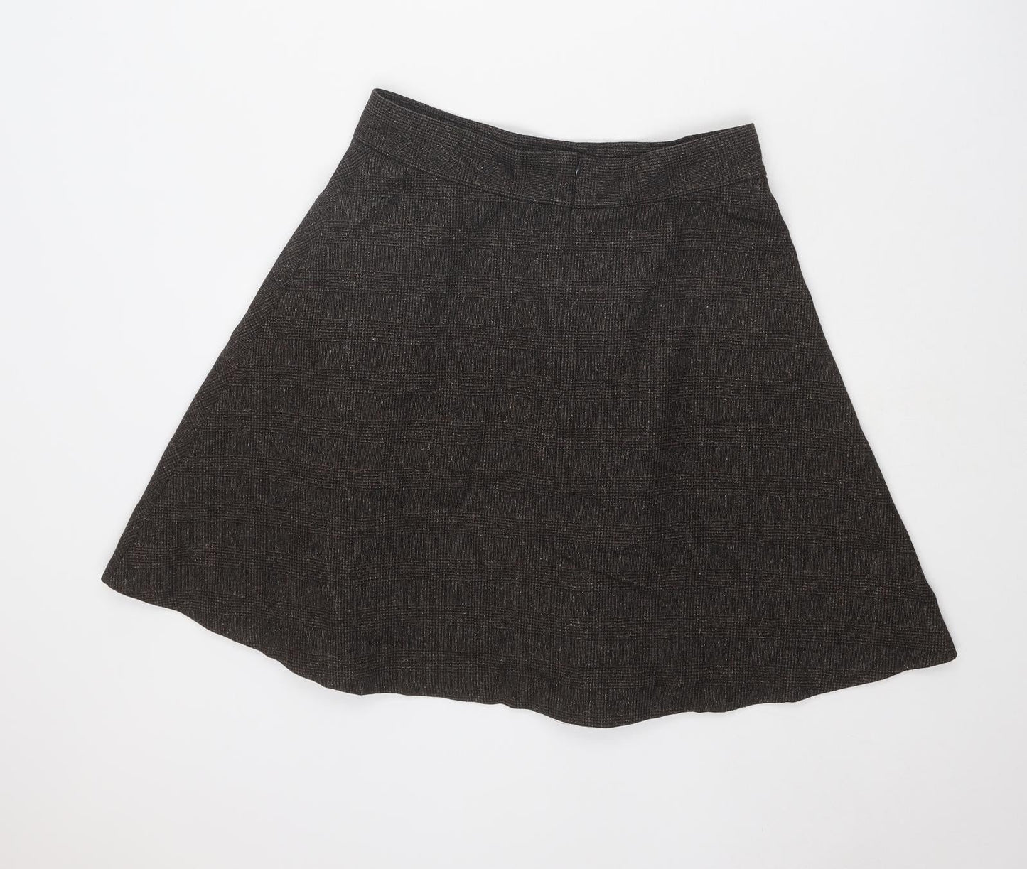 United Colors of Benetton Womens Brown Wool Swing Skirt Size 16 Zip