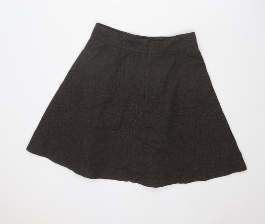 United Colors of Benetton Womens Brown Wool Swing Skirt Size 16 Zip
