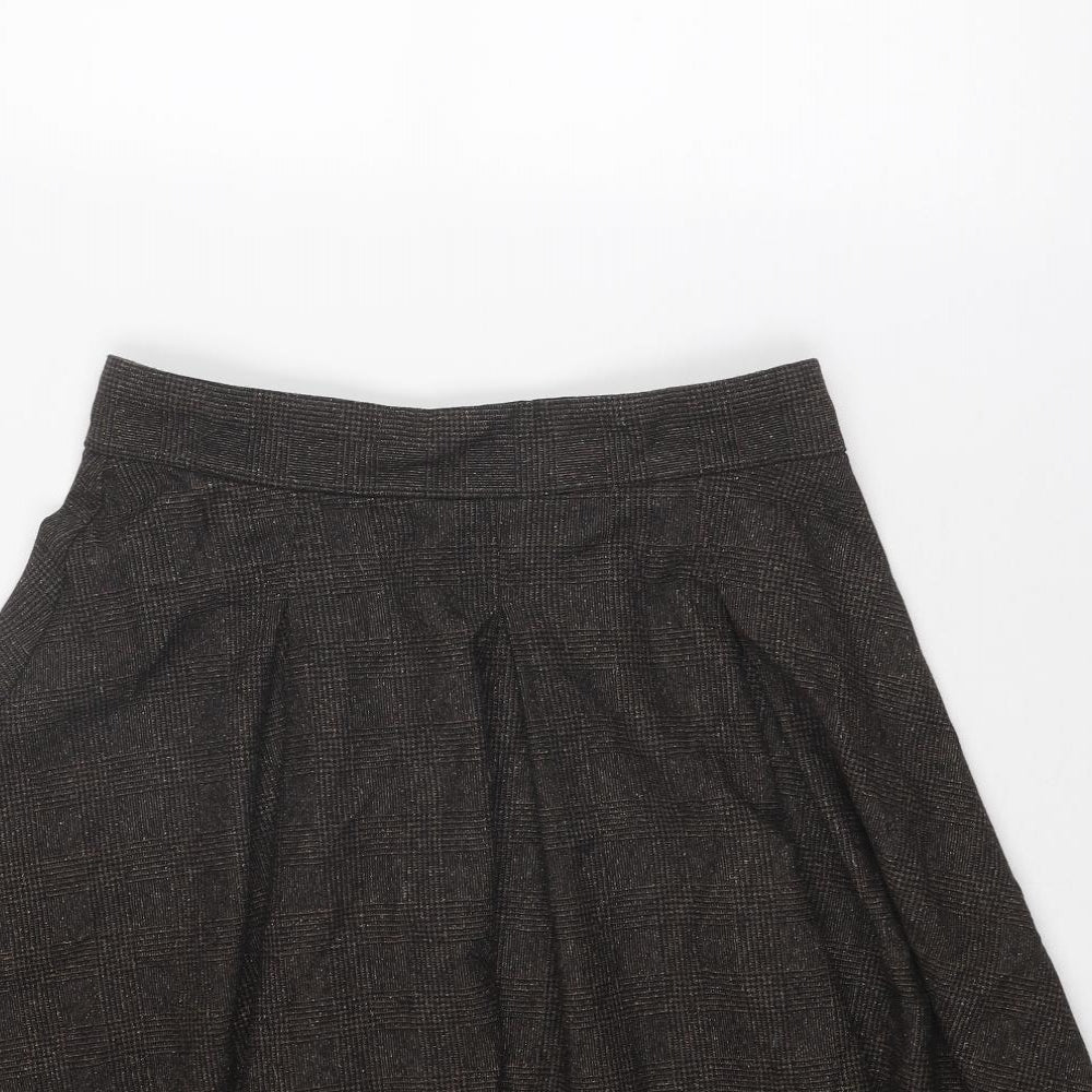 United Colors of Benetton Womens Brown Wool Swing Skirt Size 16 Zip