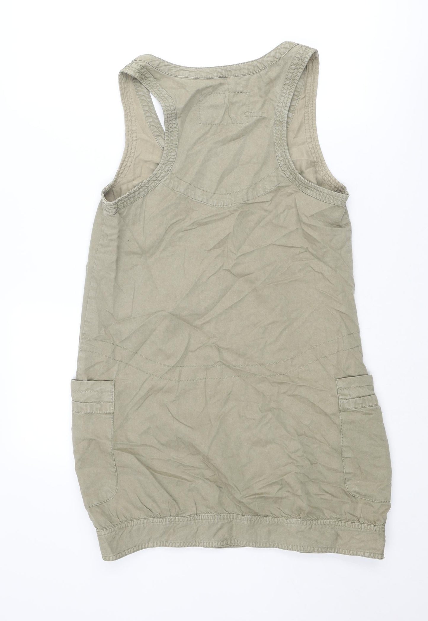River Island Womens Green Cotton Mini Size 10 Scoop Neck Pullover