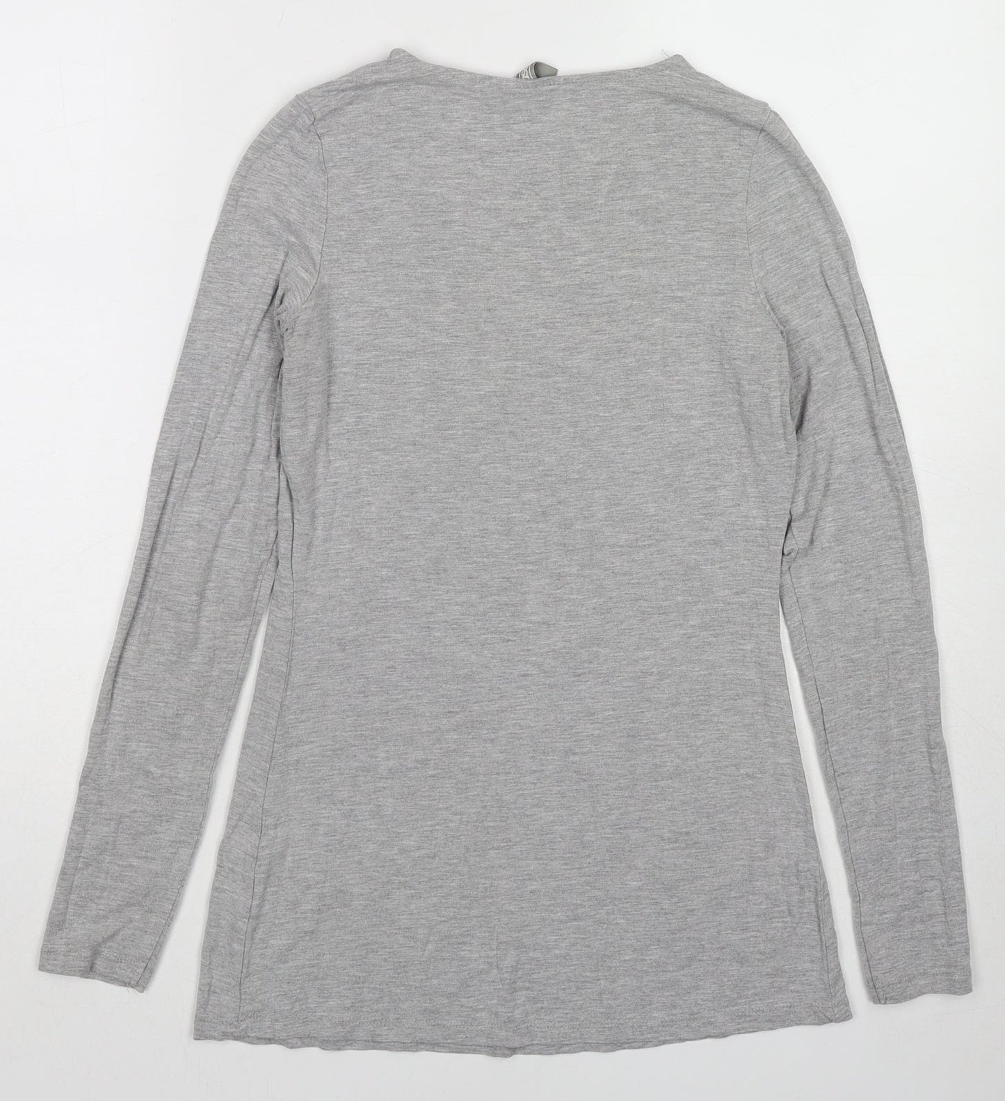 ASOS Womens Grey Viscose Basic T-Shirt Size 6 V-Neck