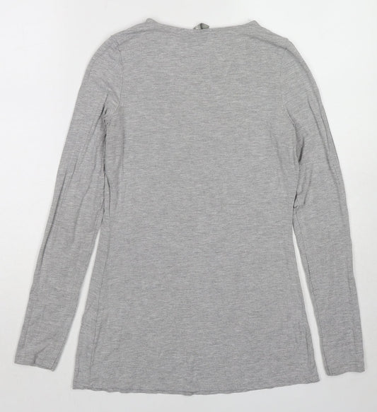 ASOS Womens Grey Viscose Basic T-Shirt Size 6 V-Neck