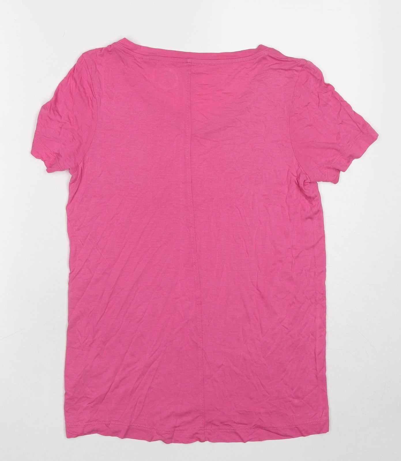 NEXT Womens Pink Cotton Basic T-Shirt Size 6 V-Neck