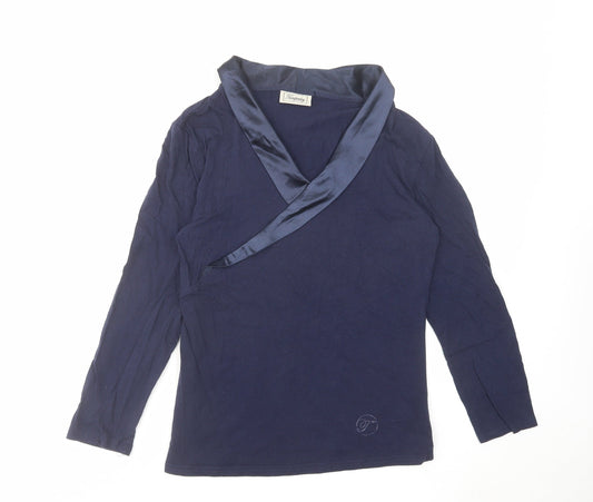 Temperley Womens Blue Cotton Basic Blouse Size M Collared