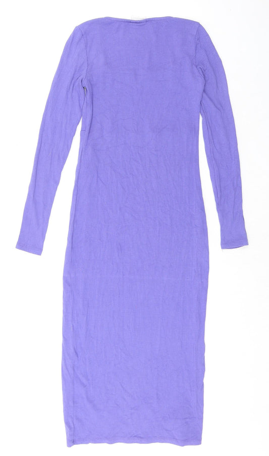 mamalicious Womens Purple Lyocell Bodycon Size XS Scoop Neck Pullover