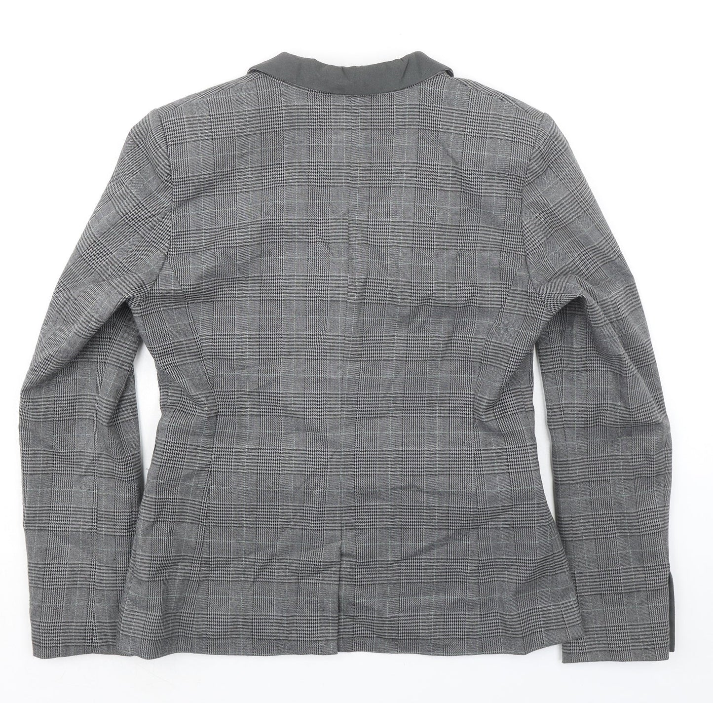 Jackpot Mens Grey Plaid Polyester Jacket Blazer Size 38 Regular