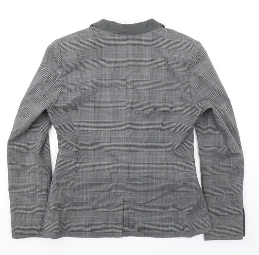 Jackpot Mens Grey Plaid Polyester Jacket Blazer Size 38 Regular