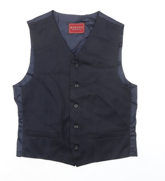 Burton Mens Blue Polyester Jacket Suit Waistcoat Size 40 Regular