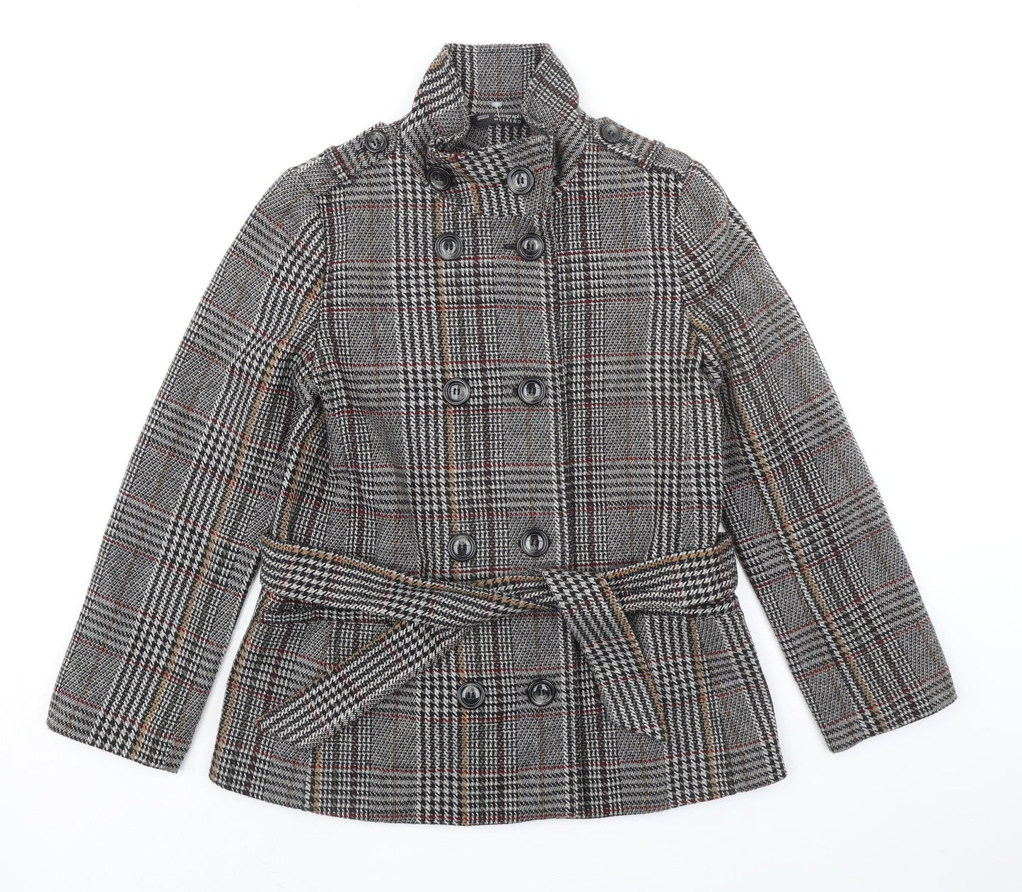 Marks and Spencer Womens Grey Plaid Jacket Size 10 Button