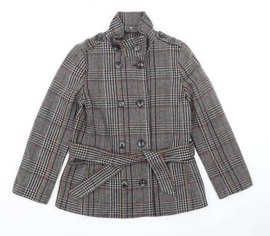 Marks and Spencer Womens Grey Plaid Jacket Size 10 Button
