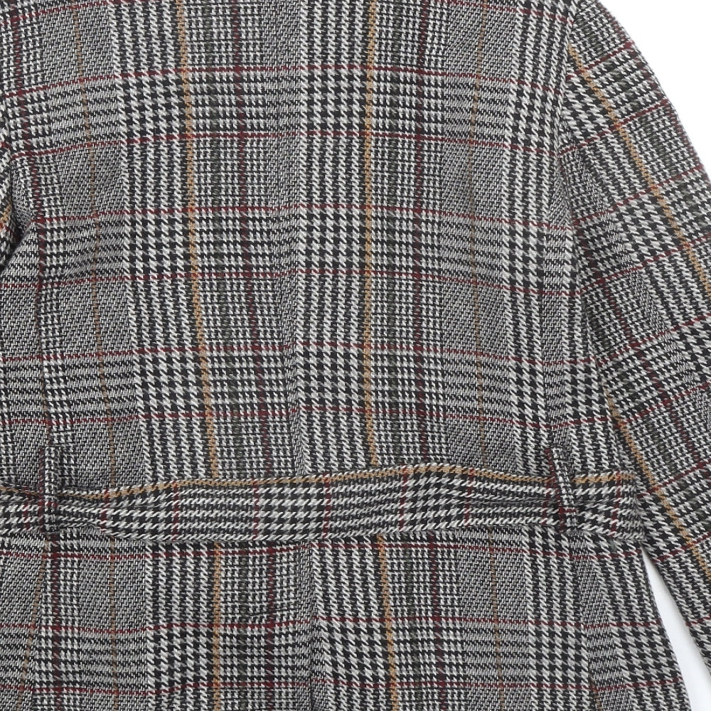 Marks and Spencer Womens Grey Plaid Jacket Size 10 Button