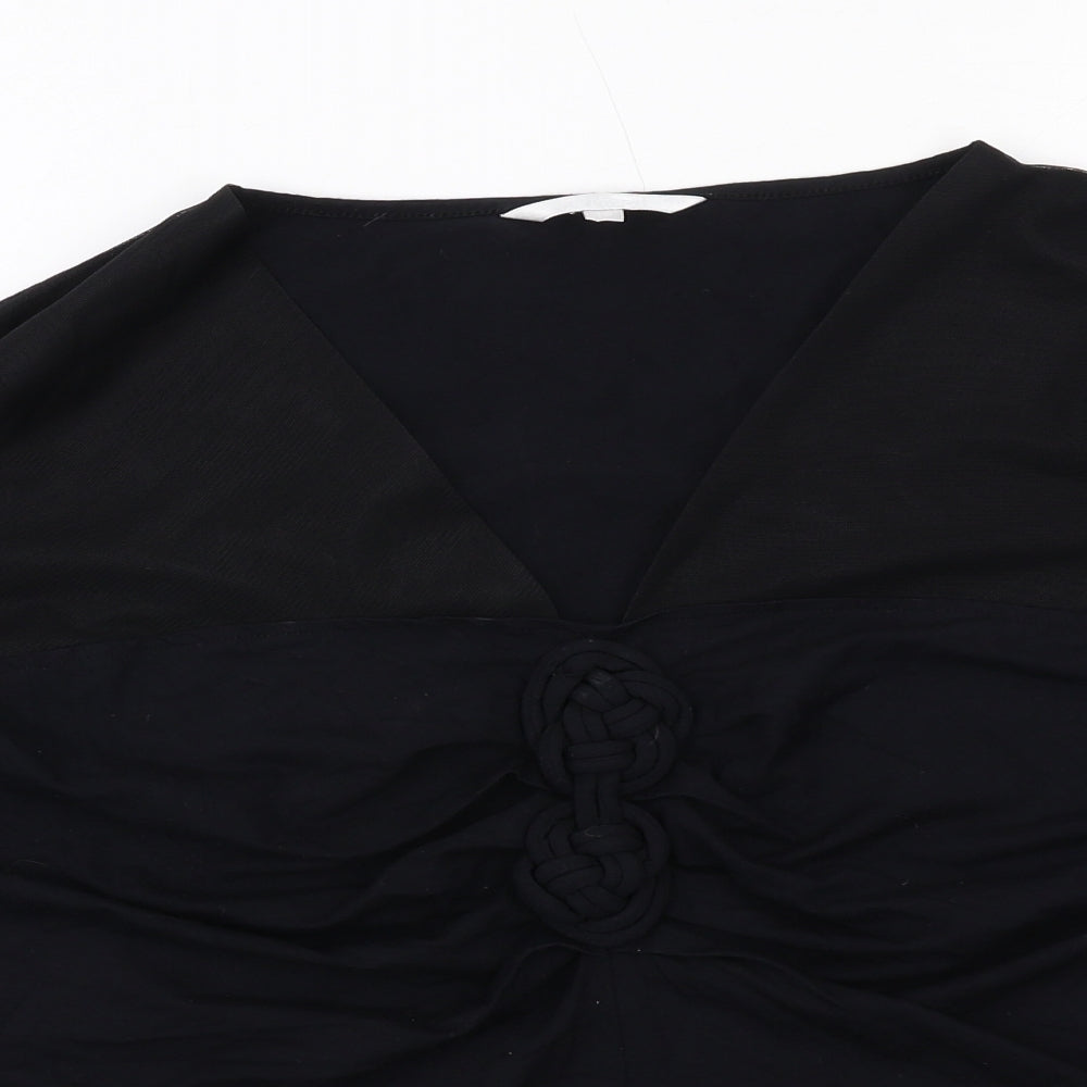 Lakeland Womens Black Viscose Basic Blouse Size 16 V-Neck - Mesh Sleeves