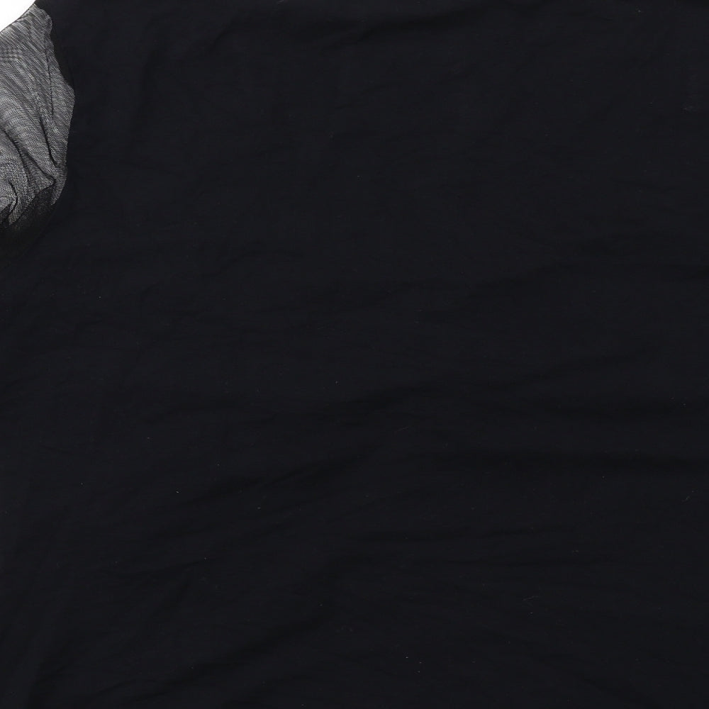 Lakeland Womens Black Viscose Basic Blouse Size 16 V-Neck - Mesh Sleeves