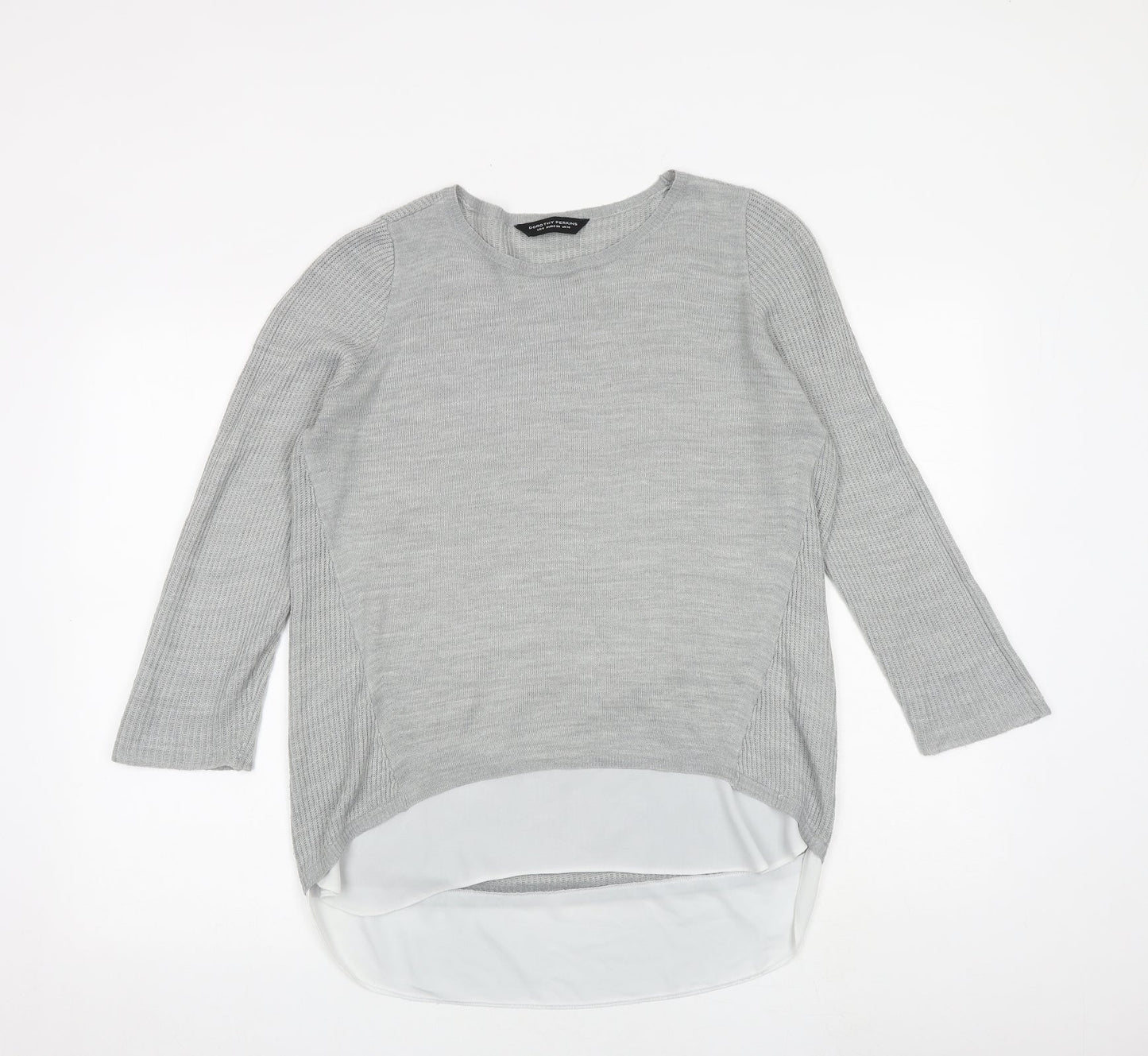 Dorothy Perkins Womens Grey Round Neck Acrylic Pullover Jumper Size 10