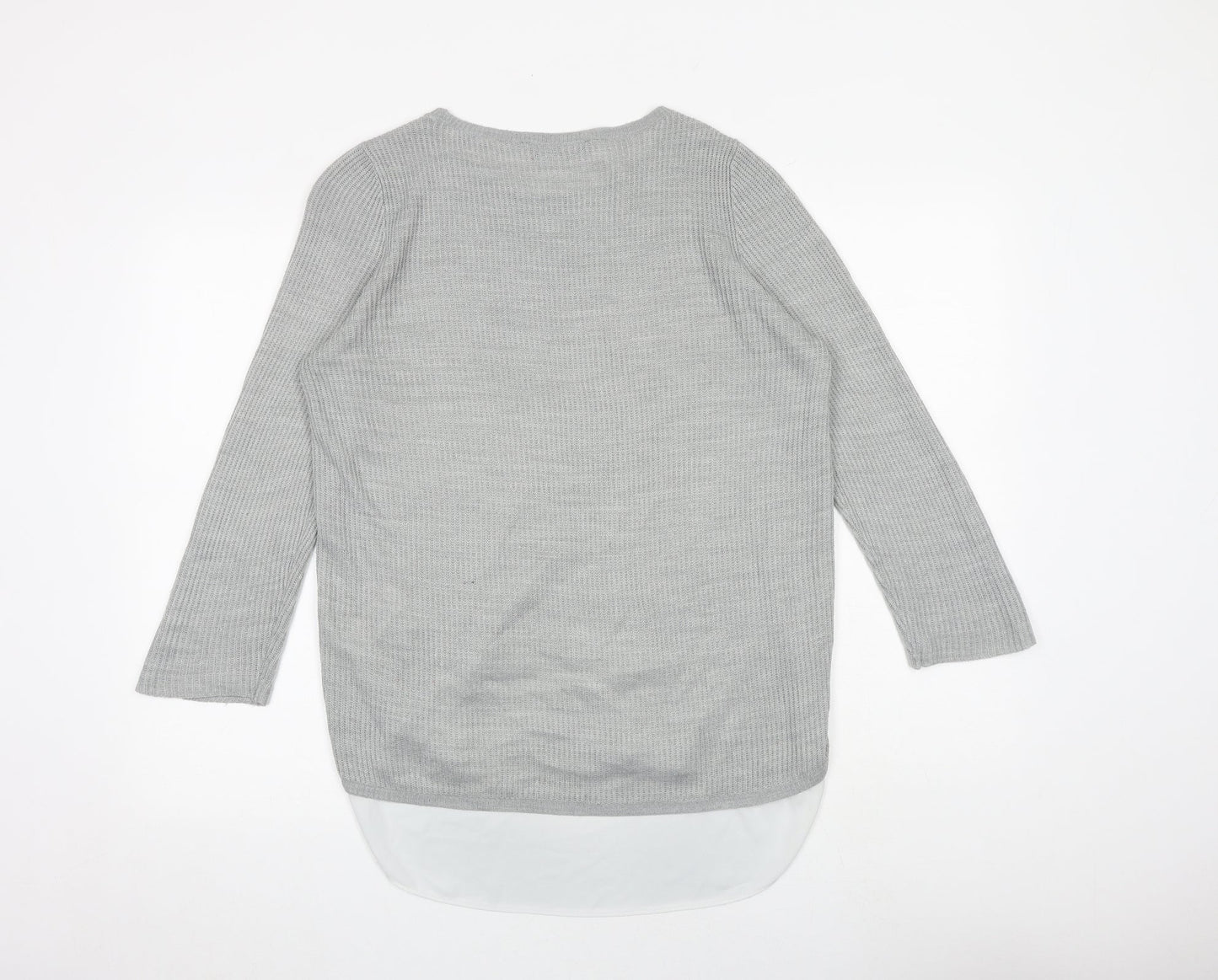 Dorothy Perkins Womens Grey Round Neck Acrylic Pullover Jumper Size 10