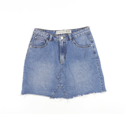 Denim & Co. Womens Blue Cotton A-Line Skirt Size 8 Zip