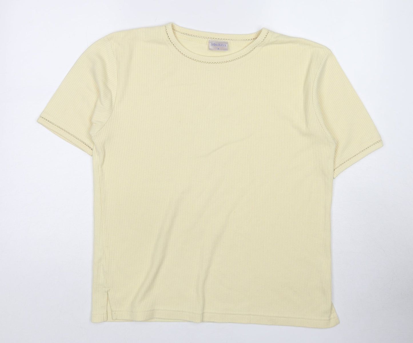 Mackays Womens Yellow Cotton Basic T-Shirt Size S Crew Neck