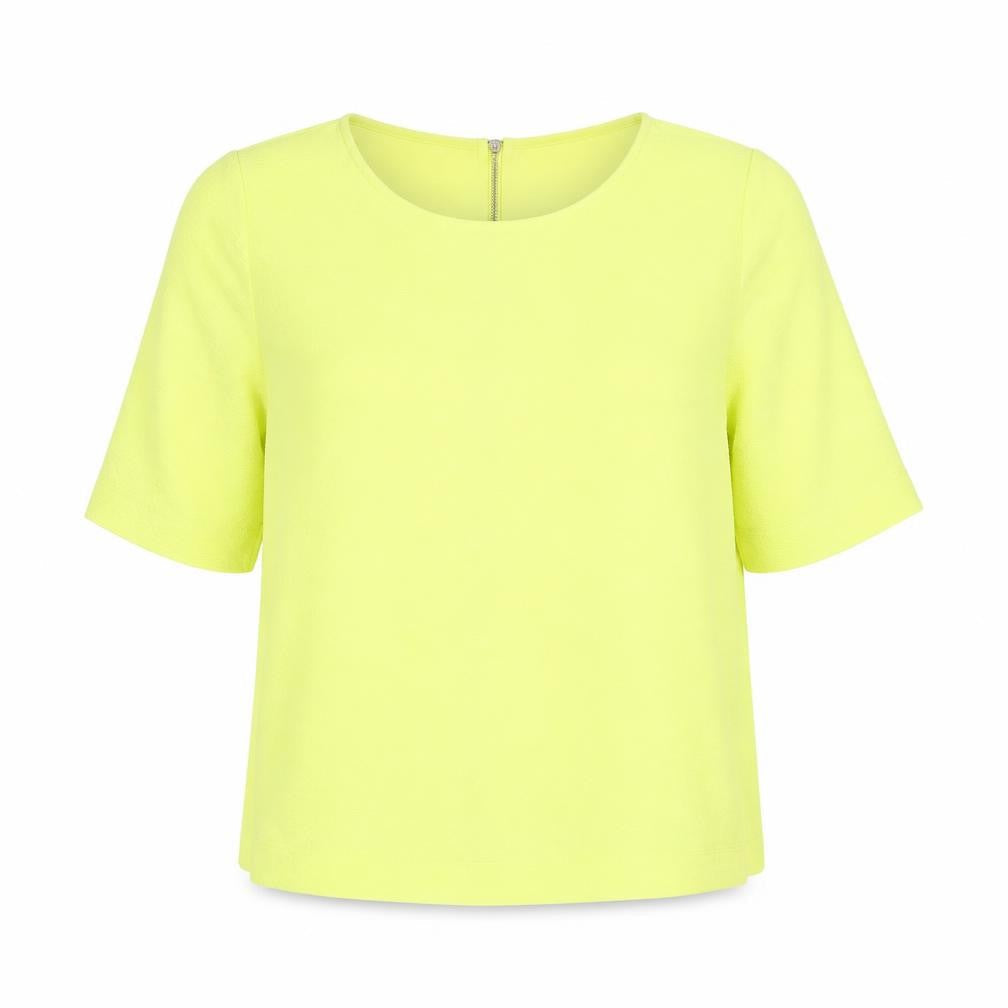 Marks and Spencer Womens Yellow Polyester Basic Blouse Size 12 Round Neck