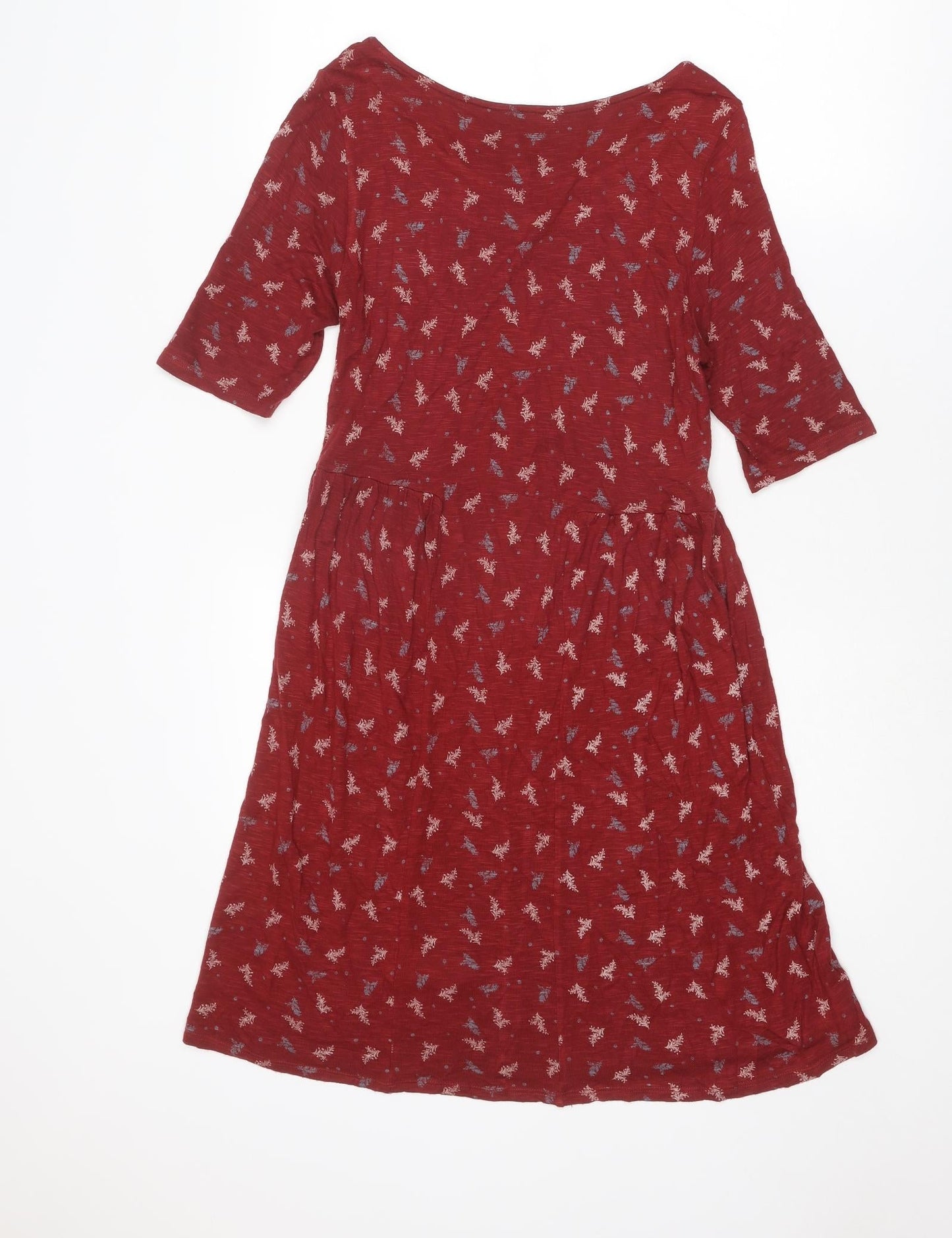 Indigo Womens Red Geometric Viscose A-Line Size 8 Boat Neck Pullover