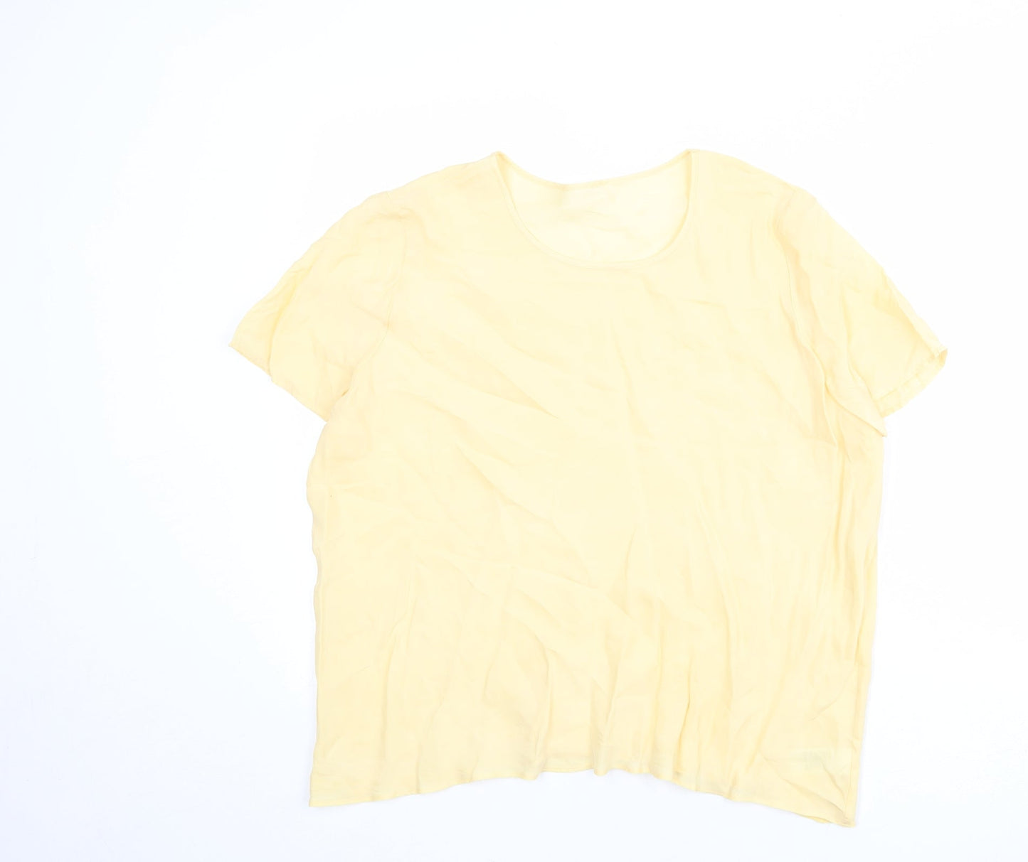 St Michael Womens Yellow Cupro Basic T-Shirt Size 18 Round Neck