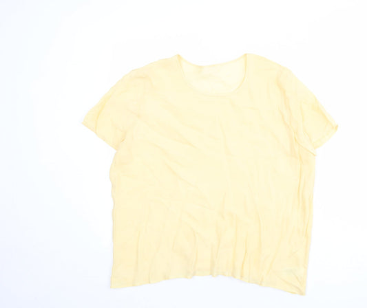St Michael Womens Yellow Cupro Basic T-Shirt Size 18 Round Neck