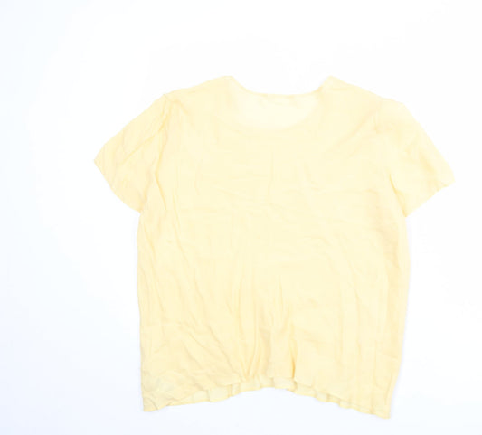 St Michael Womens Yellow Cupro Basic T-Shirt Size 18 Round Neck