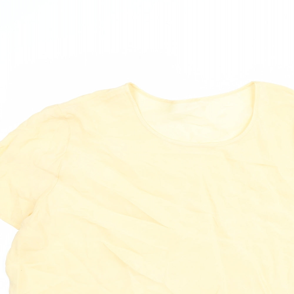 St Michael Womens Yellow Cupro Basic T-Shirt Size 18 Round Neck