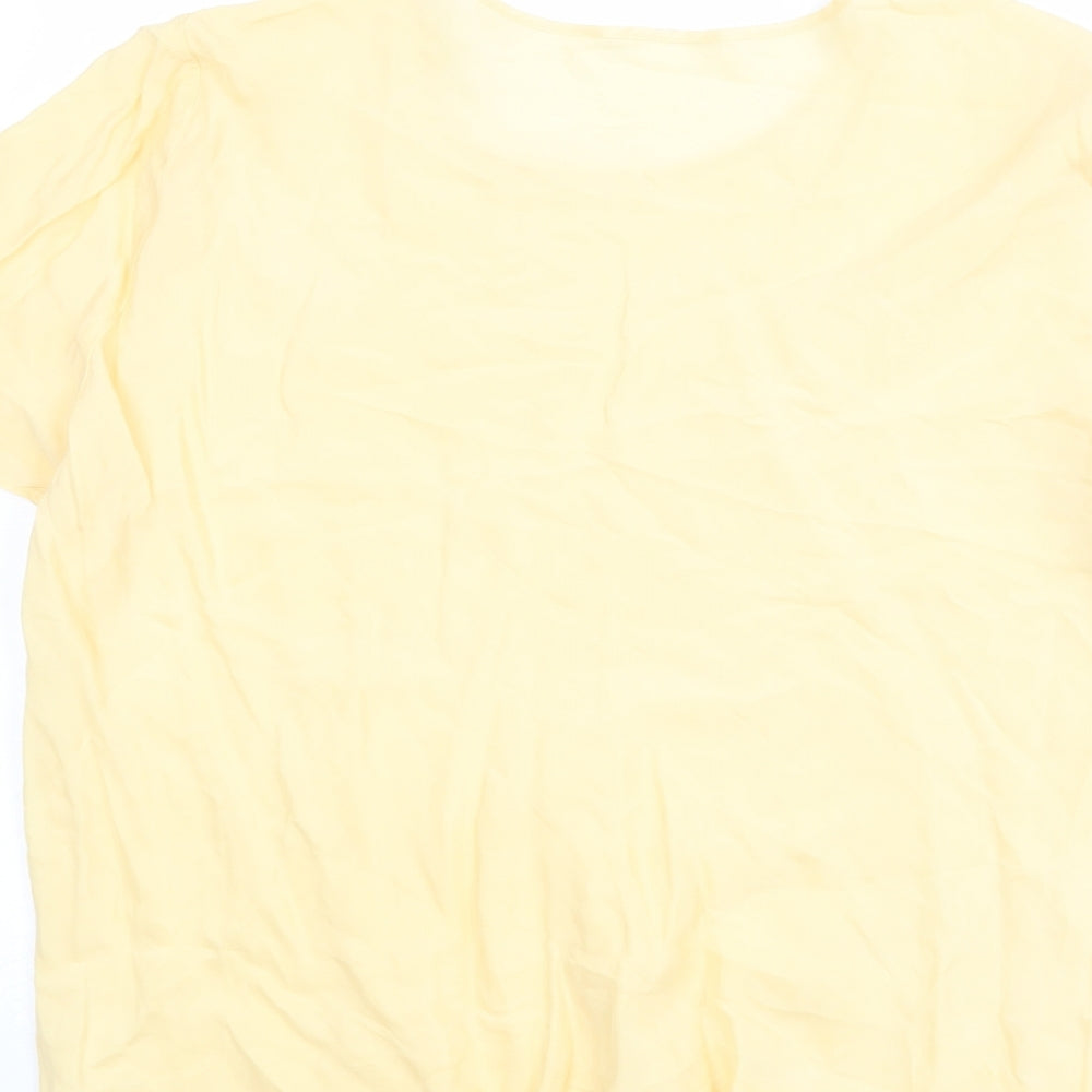 St Michael Womens Yellow Cupro Basic T-Shirt Size 18 Round Neck