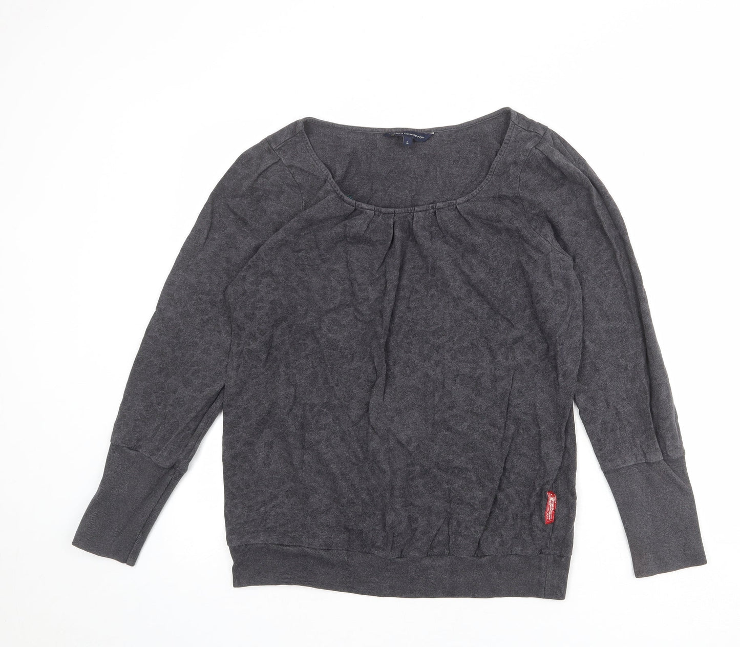 French Connection Womens Grey Animal Print Cotton Pullover Sweatshirt Size L Pullover - Leopard pattern