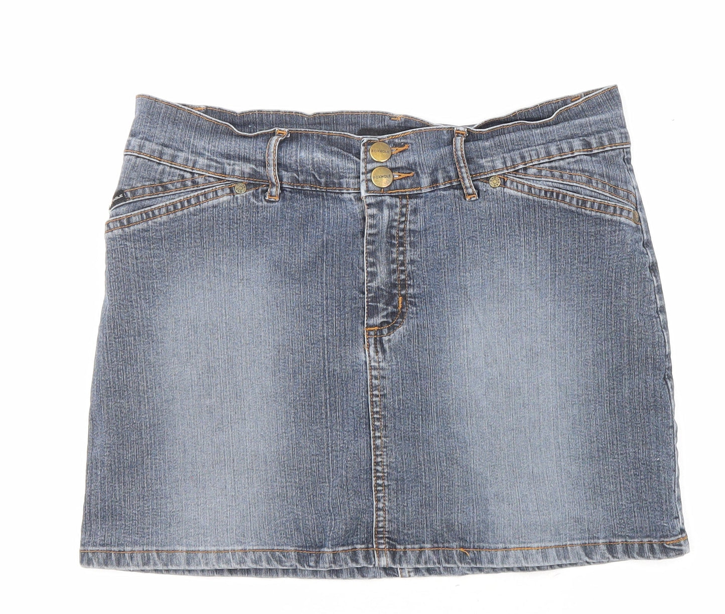 Foxhole Womens Blue Cotton Mini Skirt Size 10 Zip
