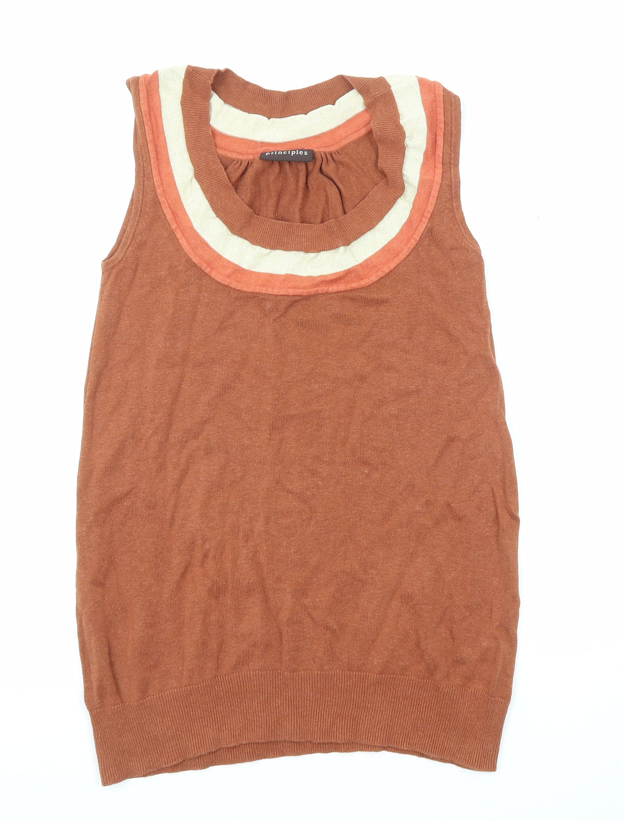 Principles Womens Brown Round Neck Viscose Pullover Jumper Size 12