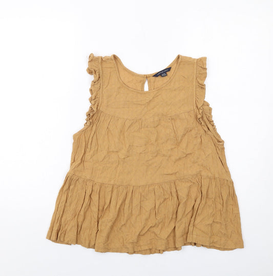 American Eagle Outfitters Womens Beige Viscose Basic Tank Size M Boat Neck