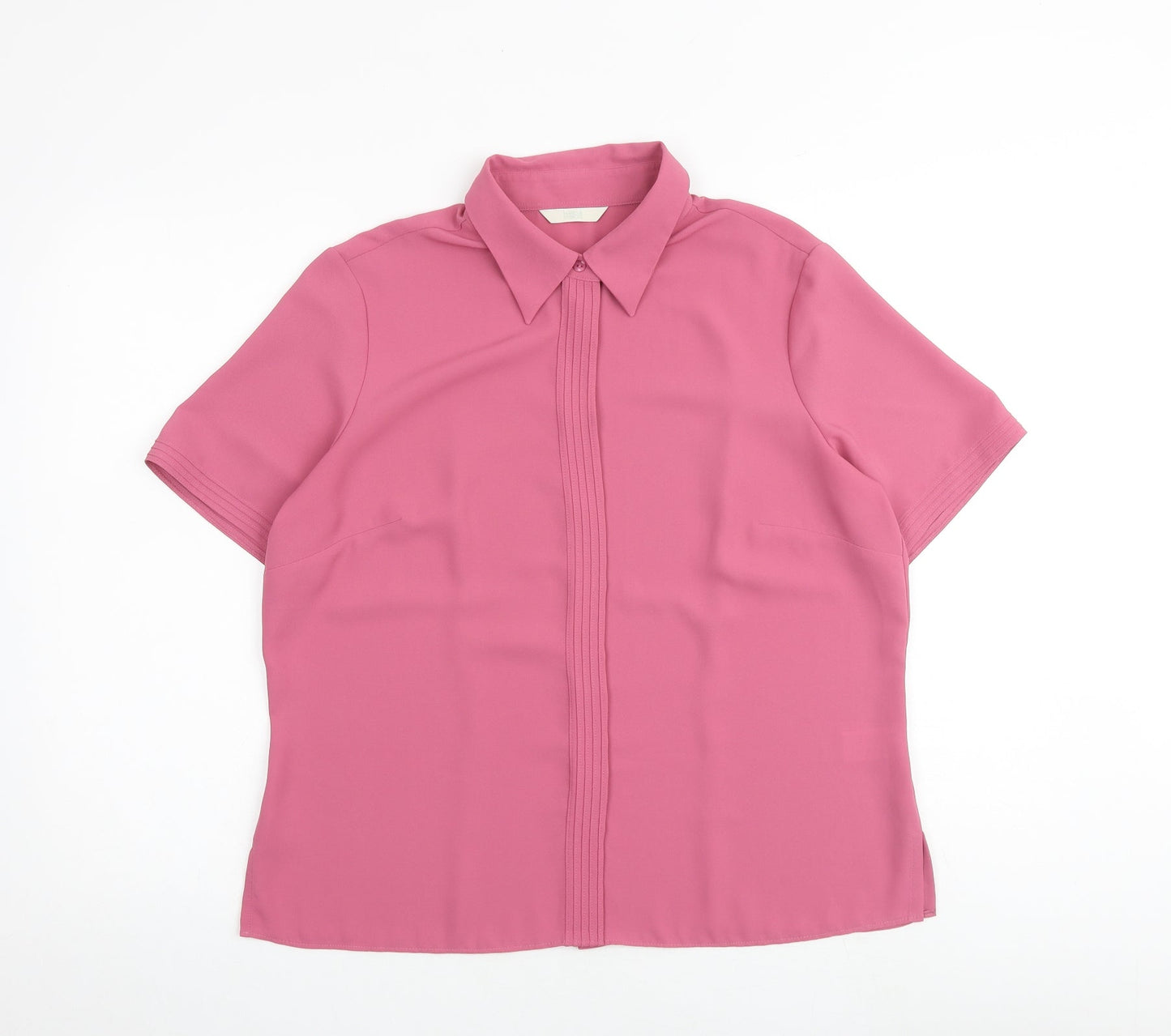 Marks and Spencer Womens Pink Polyester Basic Button-Up Size 16 Collared