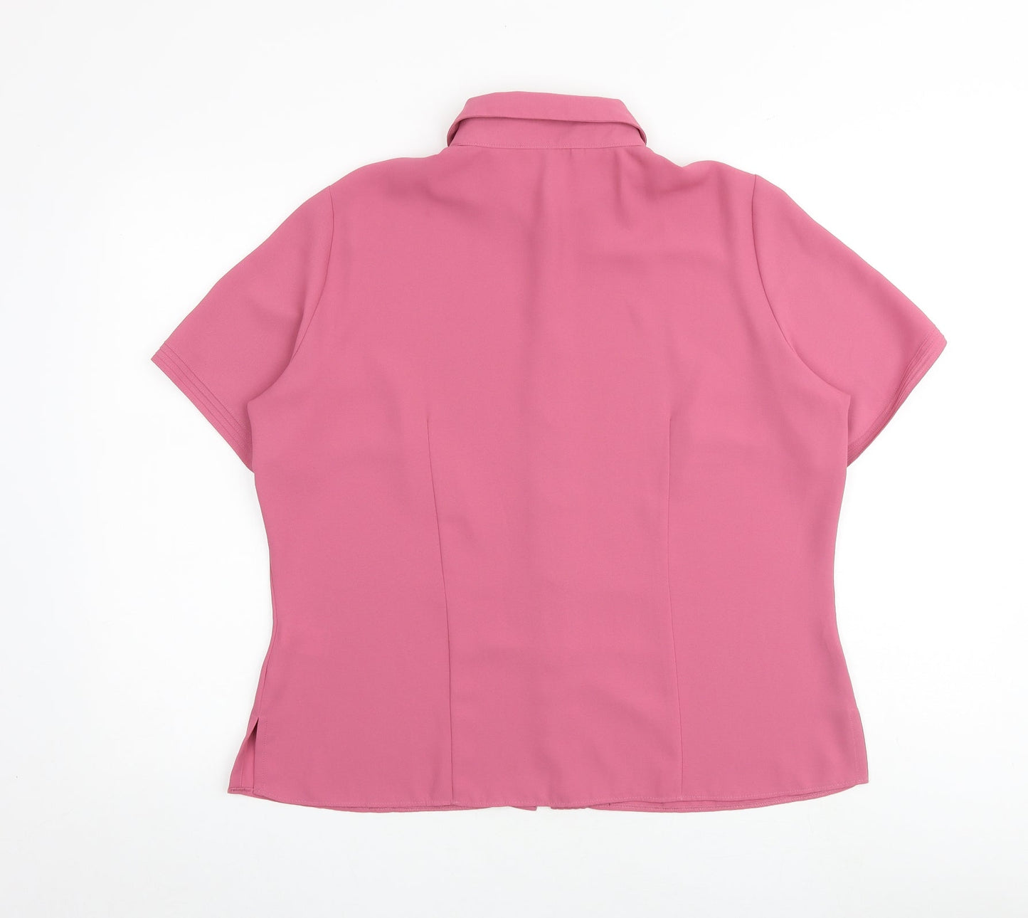 Marks and Spencer Womens Pink Polyester Basic Button-Up Size 16 Collared