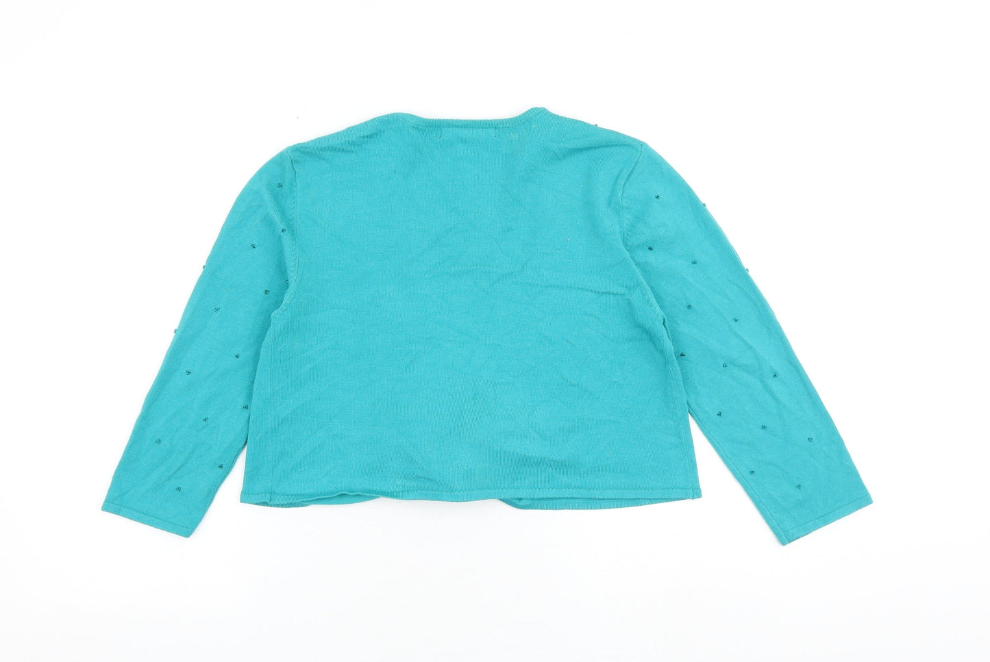 M&Co Womens Green V-Neck Viscose Cardigan Jumper Size S - Tie Front