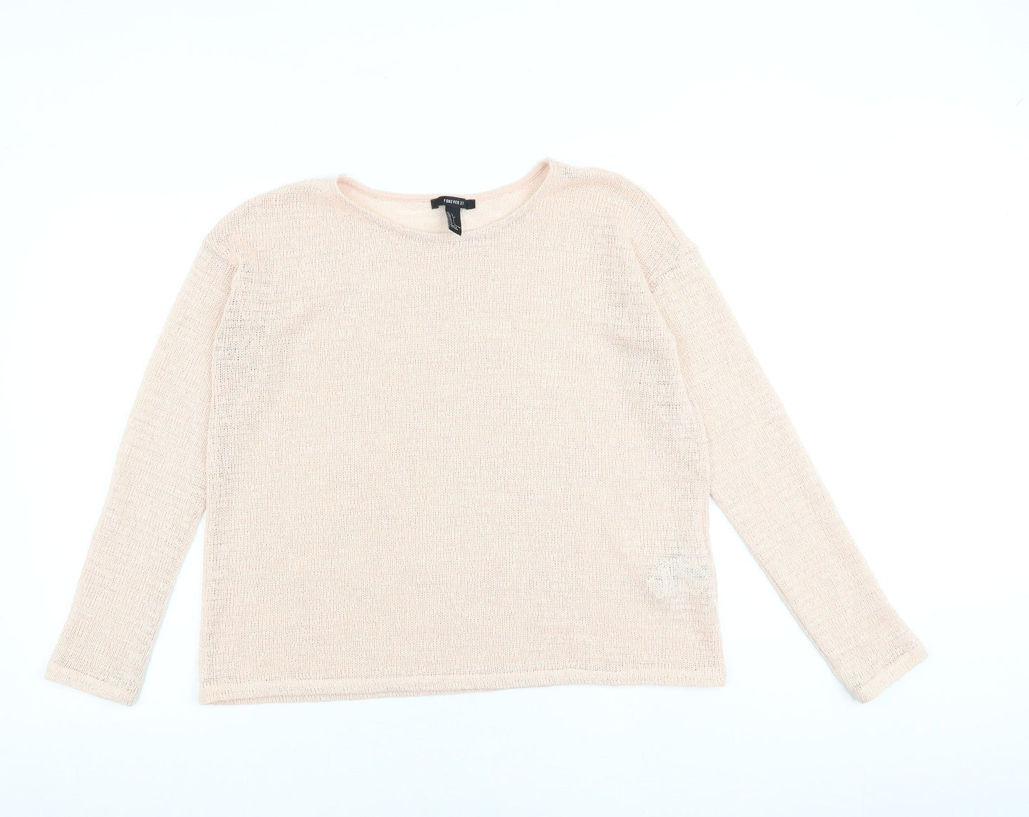 FOREVER 21 Womens Pink Round Neck Polyester Pullover Jumper Size L