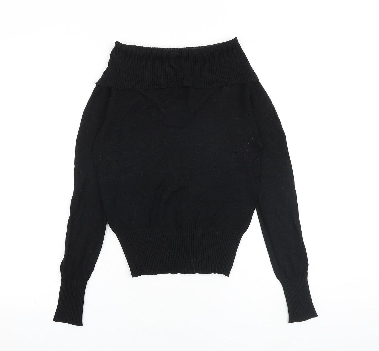 Oasis Womens Black Boat Neck Acrylic Pullover Jumper Size 8