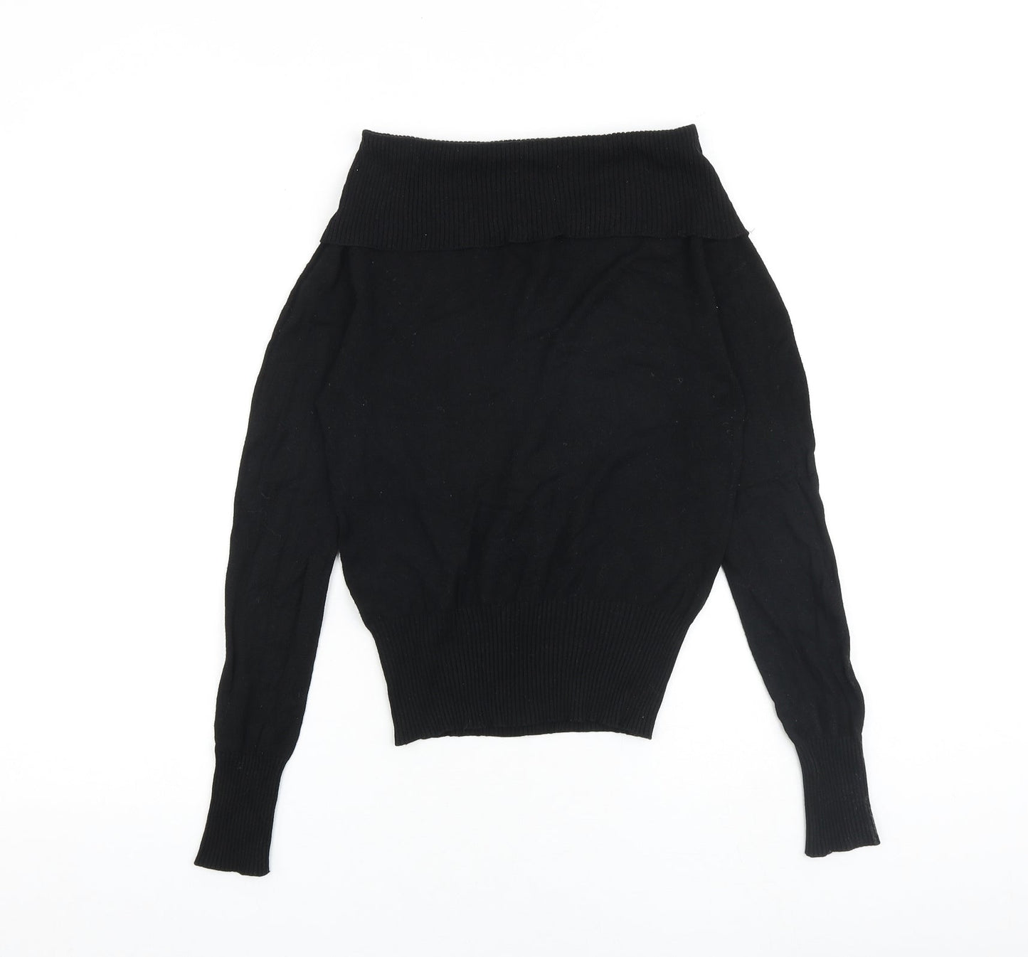 Oasis Womens Black Boat Neck Acrylic Pullover Jumper Size 8