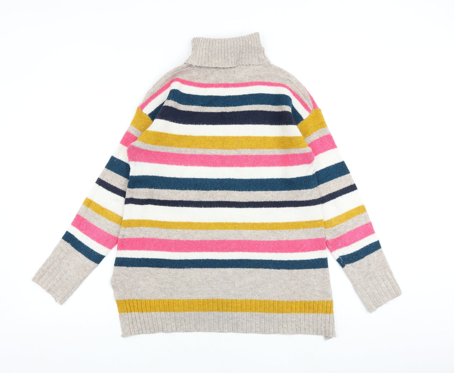 Marks and Spencer Womens Multicoloured Roll Neck Striped Acrylic Pullover Jumper Size S