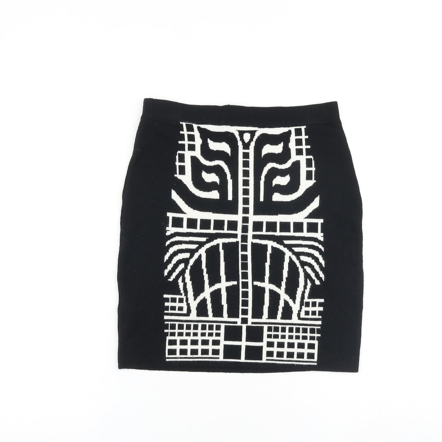 Apricot Womens Black Geometric Viscose Bandage Skirt Size 10