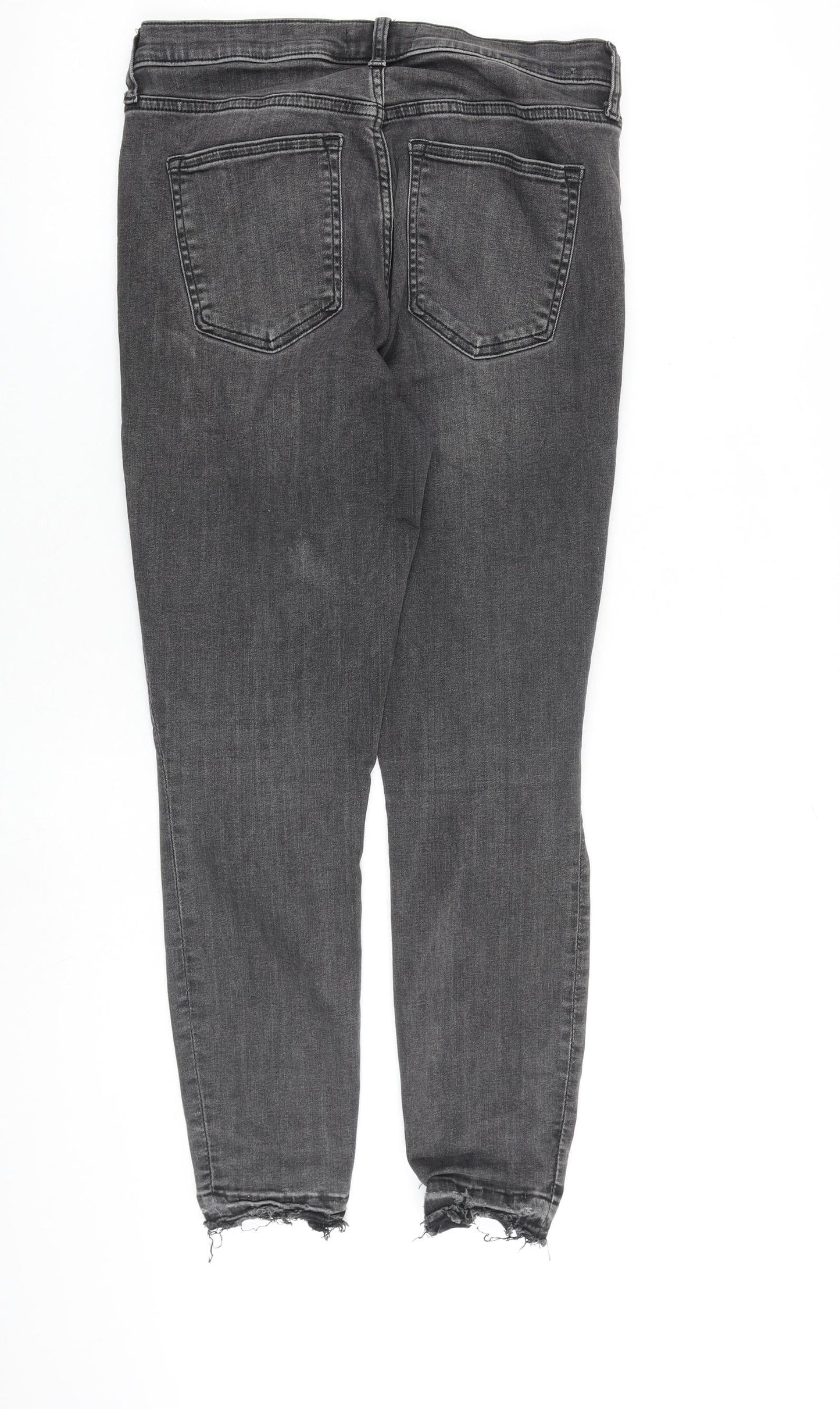 Gap Womens Grey Cotton Skinny Jeans Size 28 in L27 in Slim Button - Distressed Hems