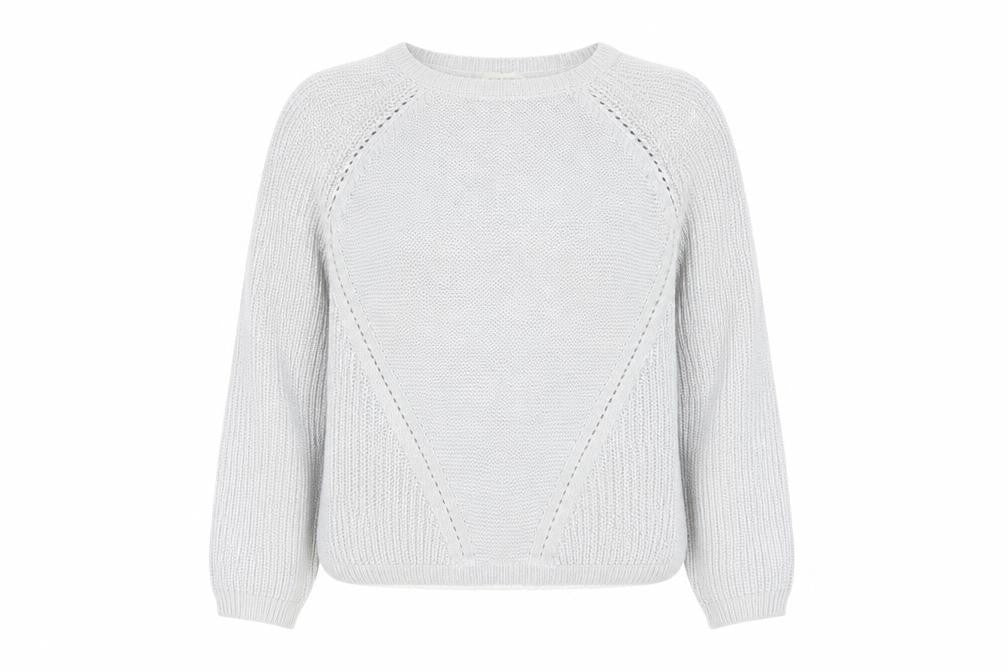 Indigo Womens Grey Round Neck Cotton Pullover Jumper Size 14