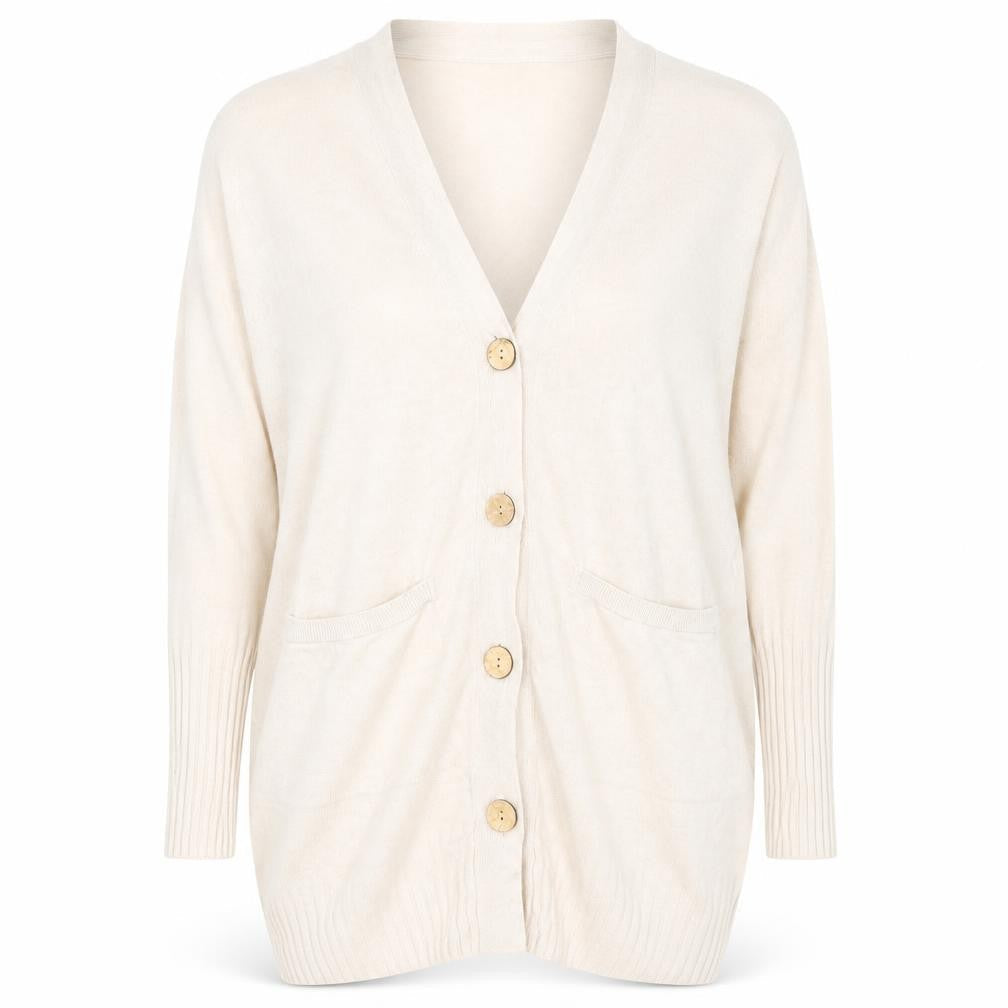 Marks and Spencer Womens Beige V-Neck Linen Cardigan Jumper Size L