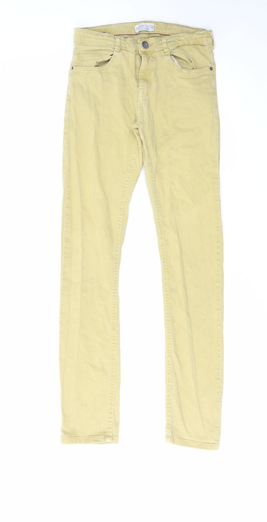Zara Girls Beige Cotton Skinny Jeans Size 13-14 Years Regular Zip